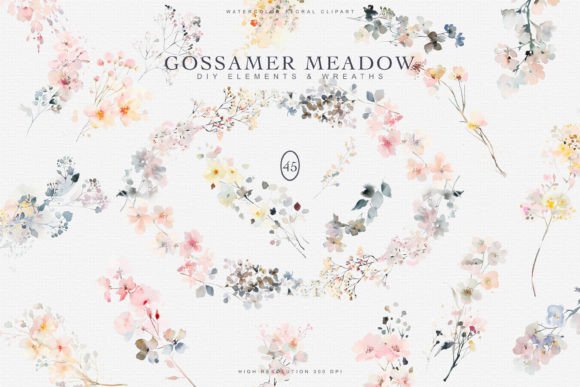 Download Watercolor Wildflowers Digital Clipart - - Digital clipart Collection