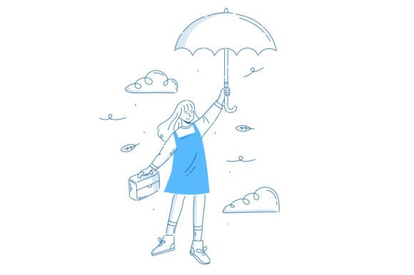 Download Flying Girl Holding Umbrella - Flying girl Collection